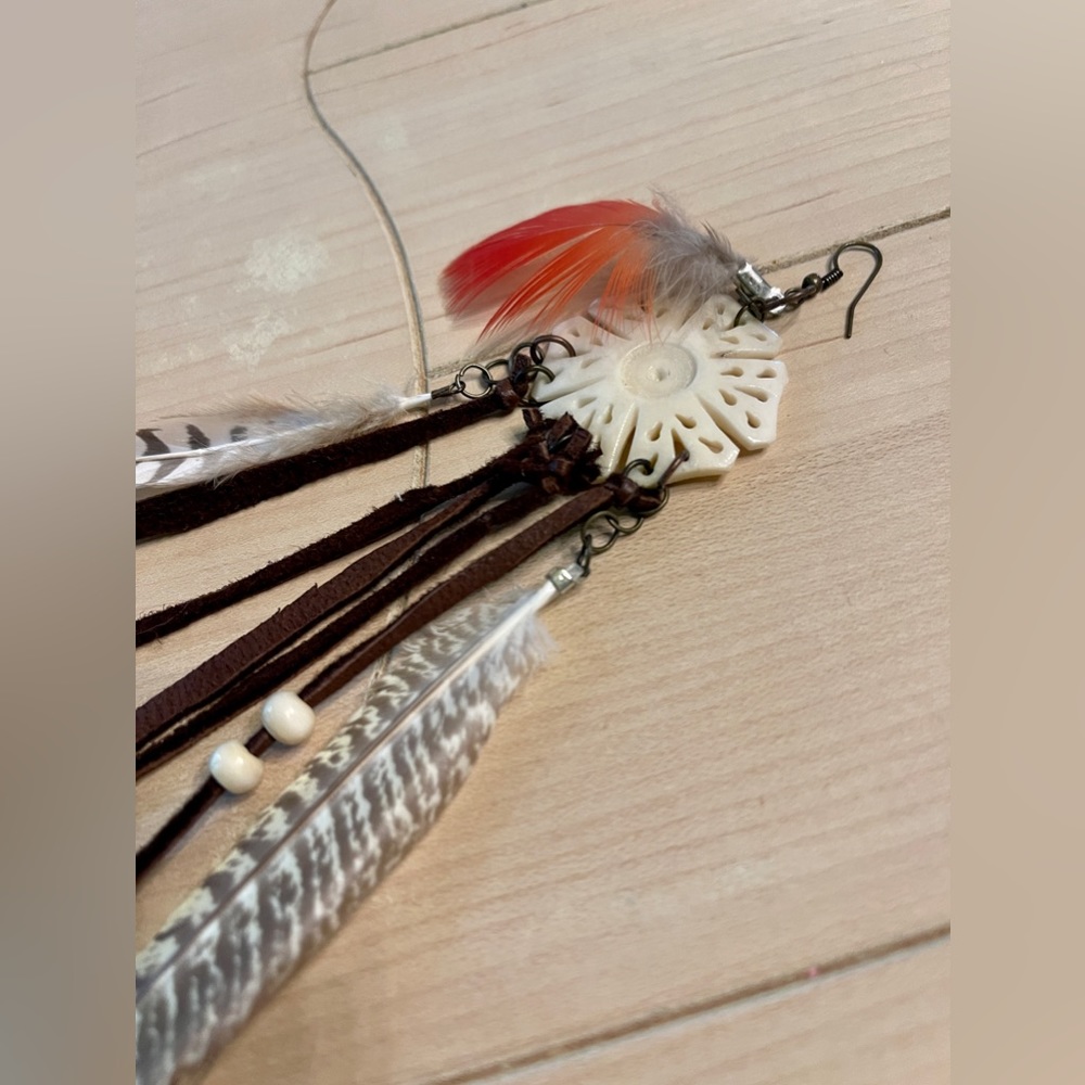 SINGLE Leather and Magical Trinkets Earring